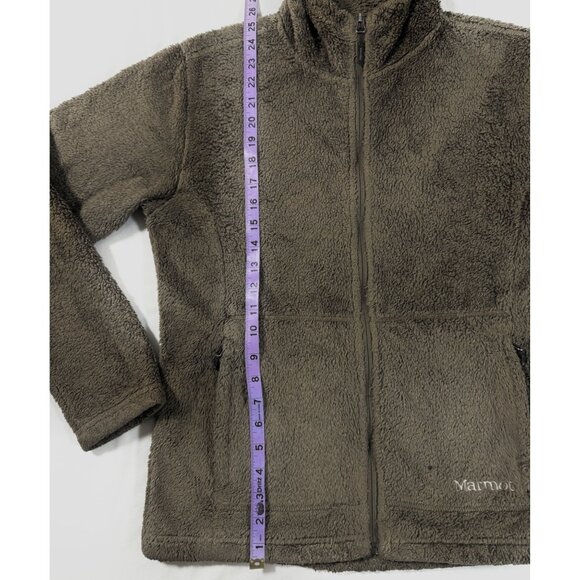 Marmot Women’s Large Hooded Full Zip Fleece Jacket Taupe Plush Teddy Soft Cozy - Picture 11 of 12